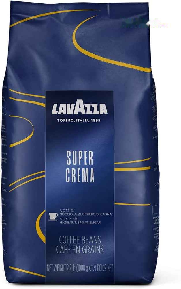 Lavazza Super Crema Whole Bean Coffee Blend, Medium Espresso Roast Case of 6 x 2.2LB (1KG) Bag - Item#204202