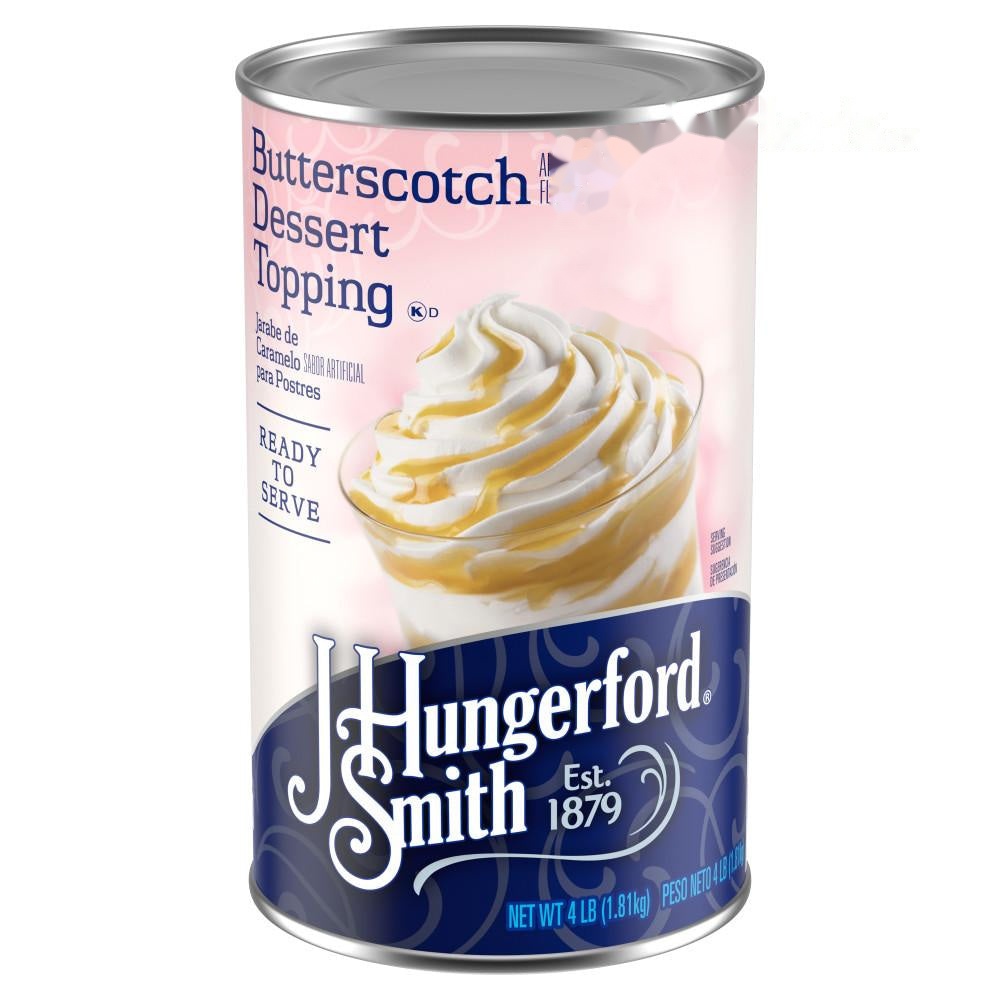 J HUNGERFORD SMITH BUTTERSCOTCH TOPPING - Ready to Use - 6 x 46oz CANS -Item#41711