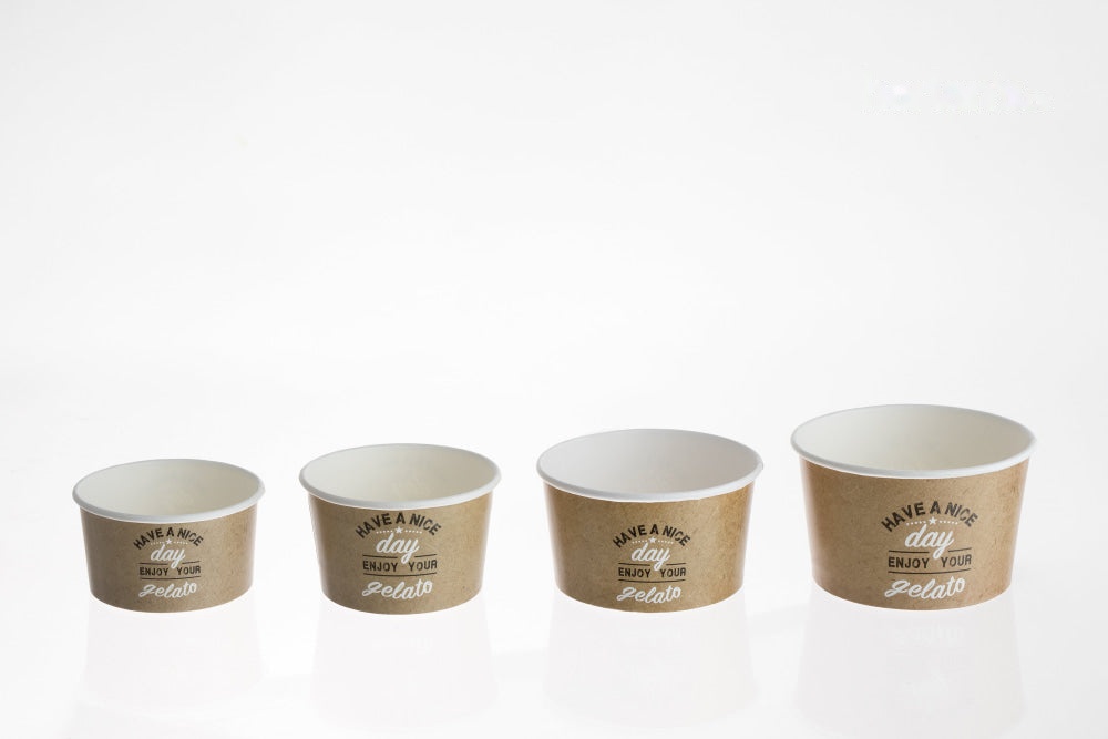 Paper Gelato Cups Printed 160cc/5.41oz - Kraft - 1400/case - Item#45BG110
