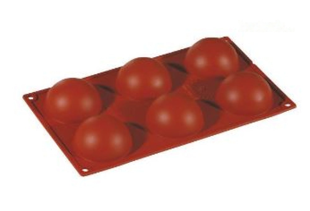 LARGE HALF SPHERE 6 CAVITIES SIL RED BRICK 45FR001