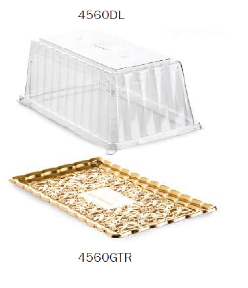 Rectangular Gold Cake Tray Pet (30x15 h9.5cm) – 150 pcs/box - Item# 4560GTR